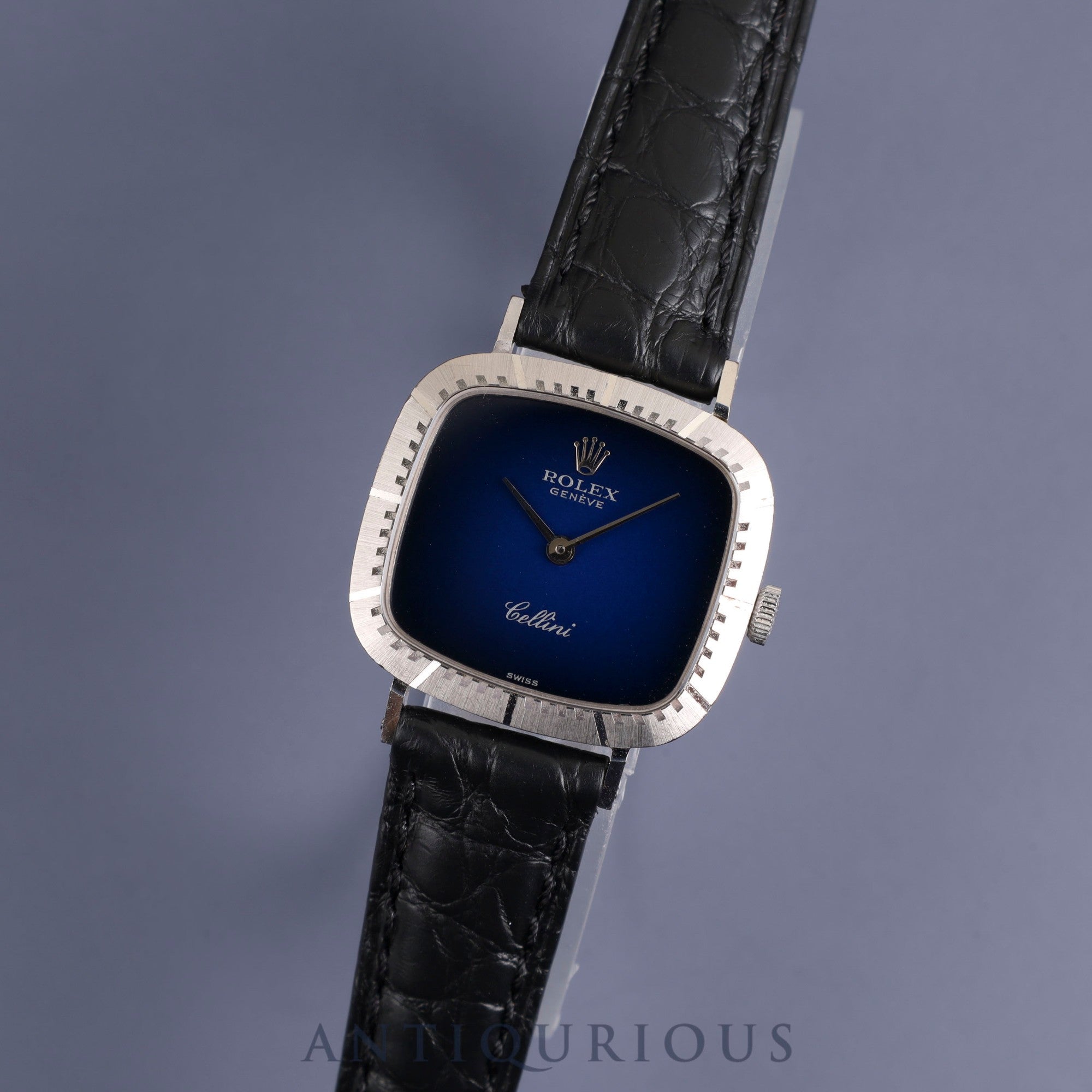 Rolex Cellini 4084 Manual winding 750 Leather Genuine buckle (SS) Blue gradient dial No. 43 (1975) Overhauled