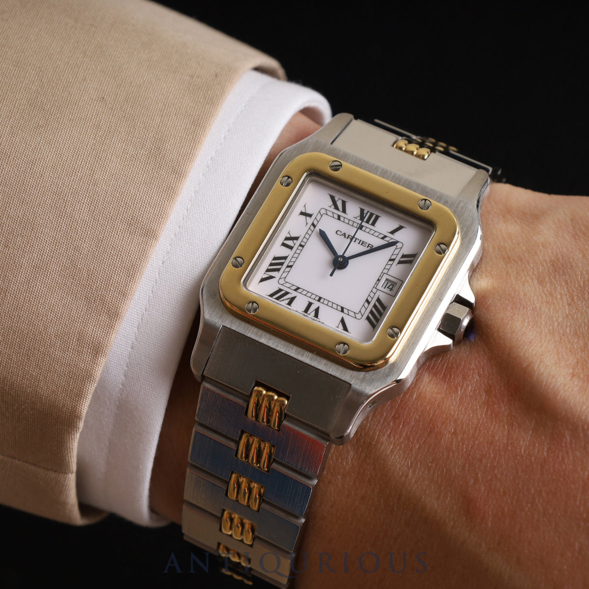 Cartier Santos Carre LM 2961 Automatic, Stainless Steel/Yellow Gold, White Roman Dial, Fully Serviced at a Cartier Boutique
