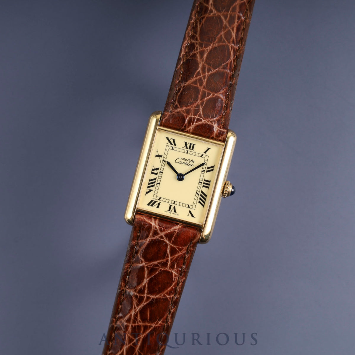 Cartier Must Tank LM 590005 Quartz Leather Genuine buckle (GP) Ivory Roman dial Complete service (full maintenance) completed at Cartier boutique Newly refurbished