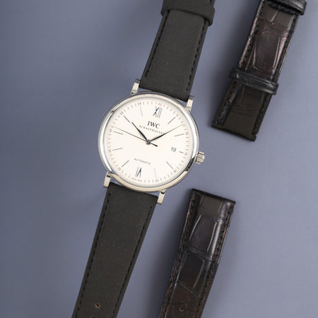 アイダブリュシー ポートフィノ IW356501 自動巻き Cal.C35111 SS 革 純正尾錠（SS）シルバー文字盤  純正革ベルト オーバーホール済み