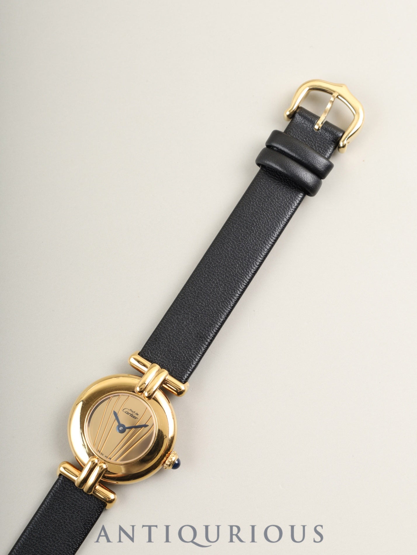 カルティエ マストコリゼ W1000553 / 590002 クォーツ SV925 革 純正ピンバックル（GP）ゴールド文字盤（SWISS MADE表記）箱 冊子 保証書（1991年 / 個人名記載あり）カルティエブティックにてコンプリートサービス済み