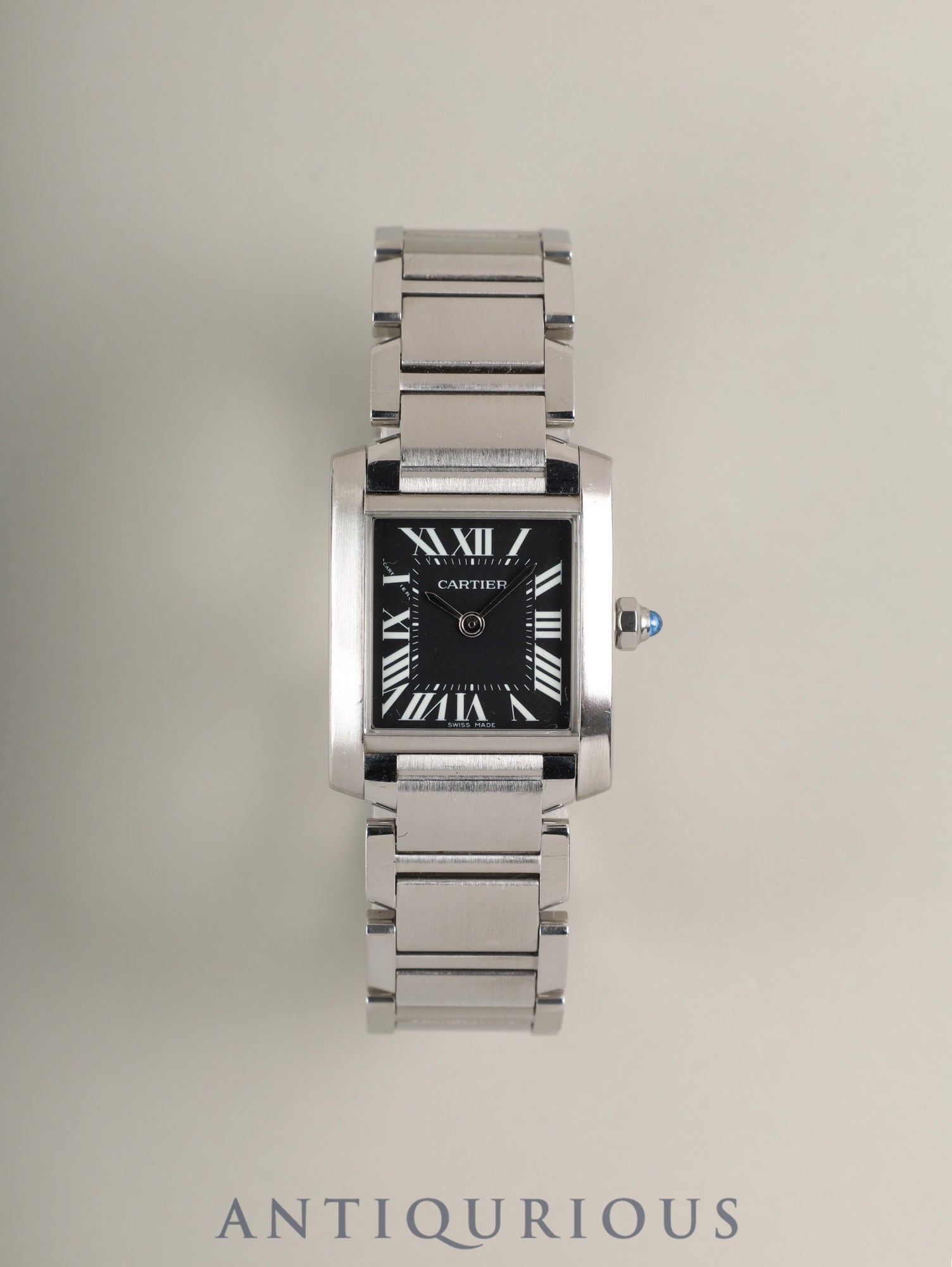 カルティエ タンクフランセーズ SM W51026Q3 / 2384 クォーツ Cal.057 SS SS ブラック文字盤（アジア限定） オーバーホール済み