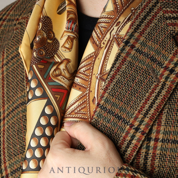 エルメス スカーフ カレ90 首長達の金 SILK100%