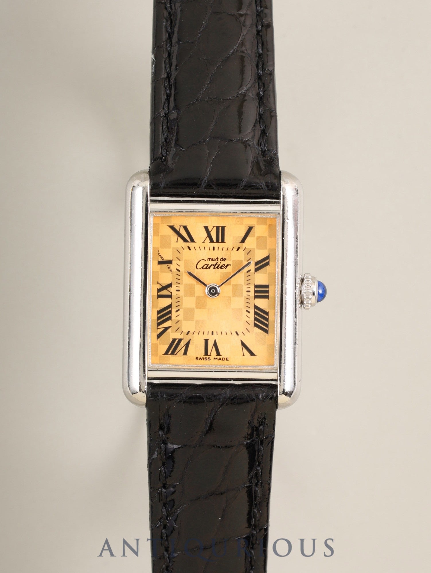 Cartier Must Tank MM W1017654 / 2416 Quartz Cal.057 SV925 Leather Genuine Deployant Buckle (GP) Orange Roman Dial (SWISS MADE / 2003 Christmas Limited Edition) Overhauled