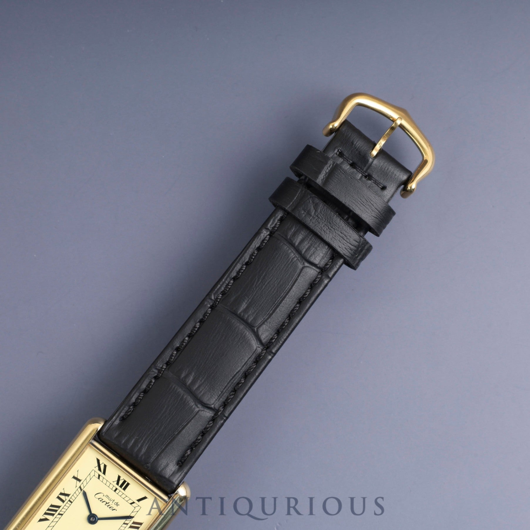 カルティエ マストタンク LM 590005 クォーツ Cal.- SV925 革 純正尾錠（GP）アイボリーローマン文字盤 1982年頃～1995年頃 オーバーホール済み