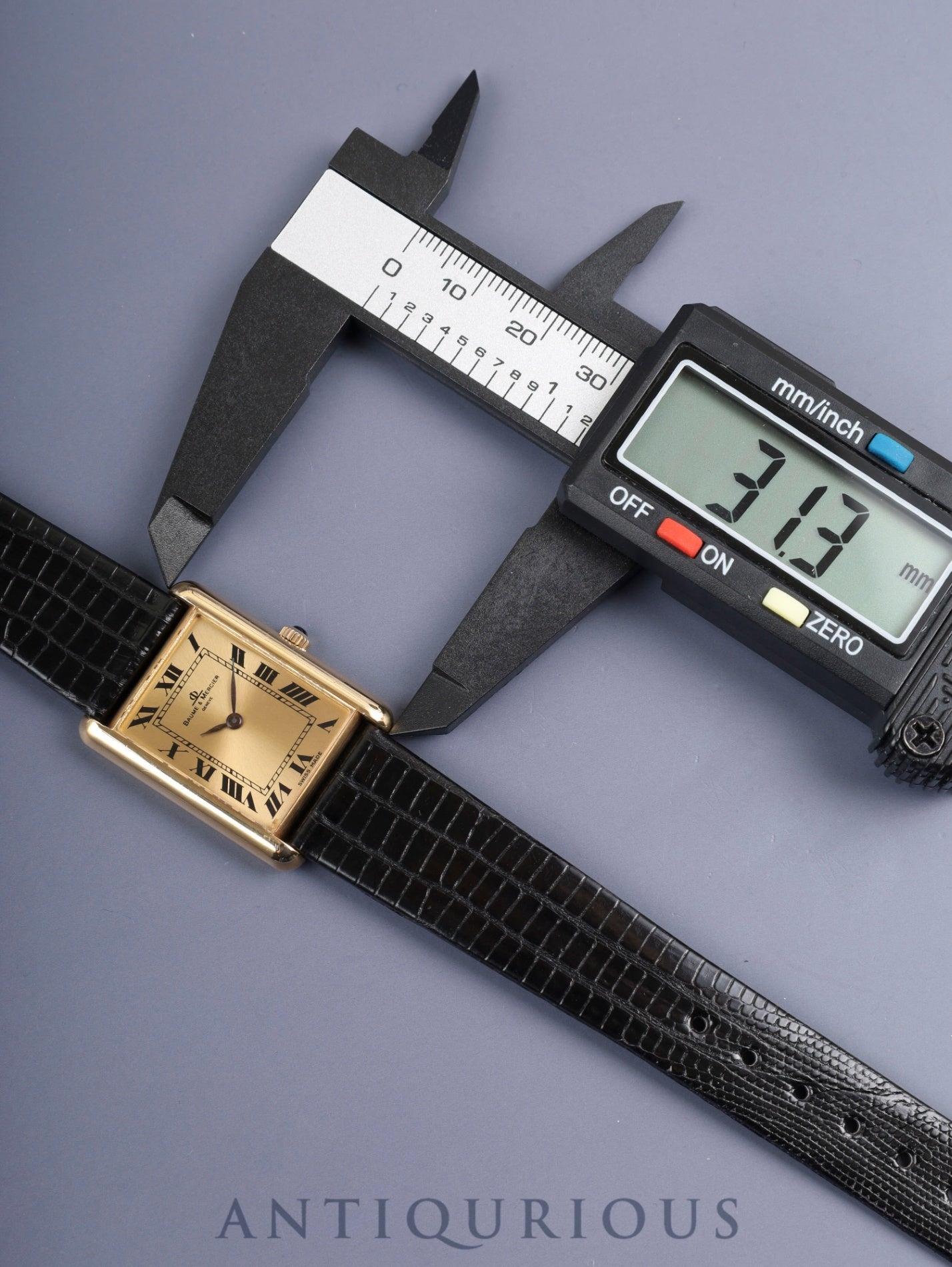 ボーム＆メルシエ レクタンギュラー 37077 手巻き 750YG 革 純正ピンバックル（GP）シャンパンローマン文字盤 オーバーホール