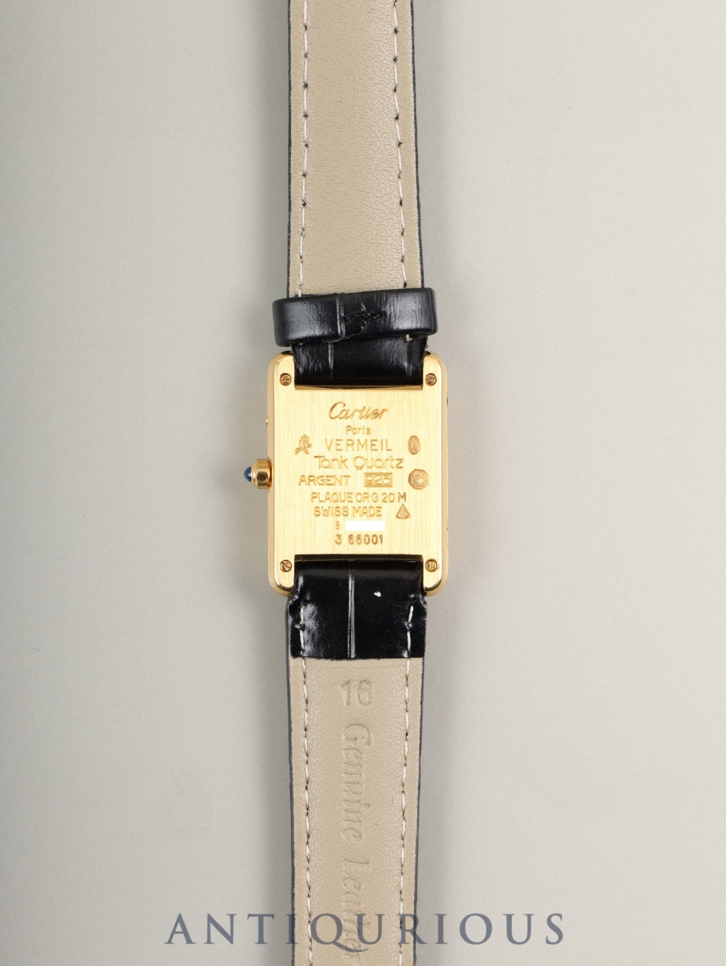 カルティエ マストタンク SM 3 66001 クォーツ Cal.057 SV925 革 純正尾錠（GP） クロワゾネ文字盤 オーバーホール済み