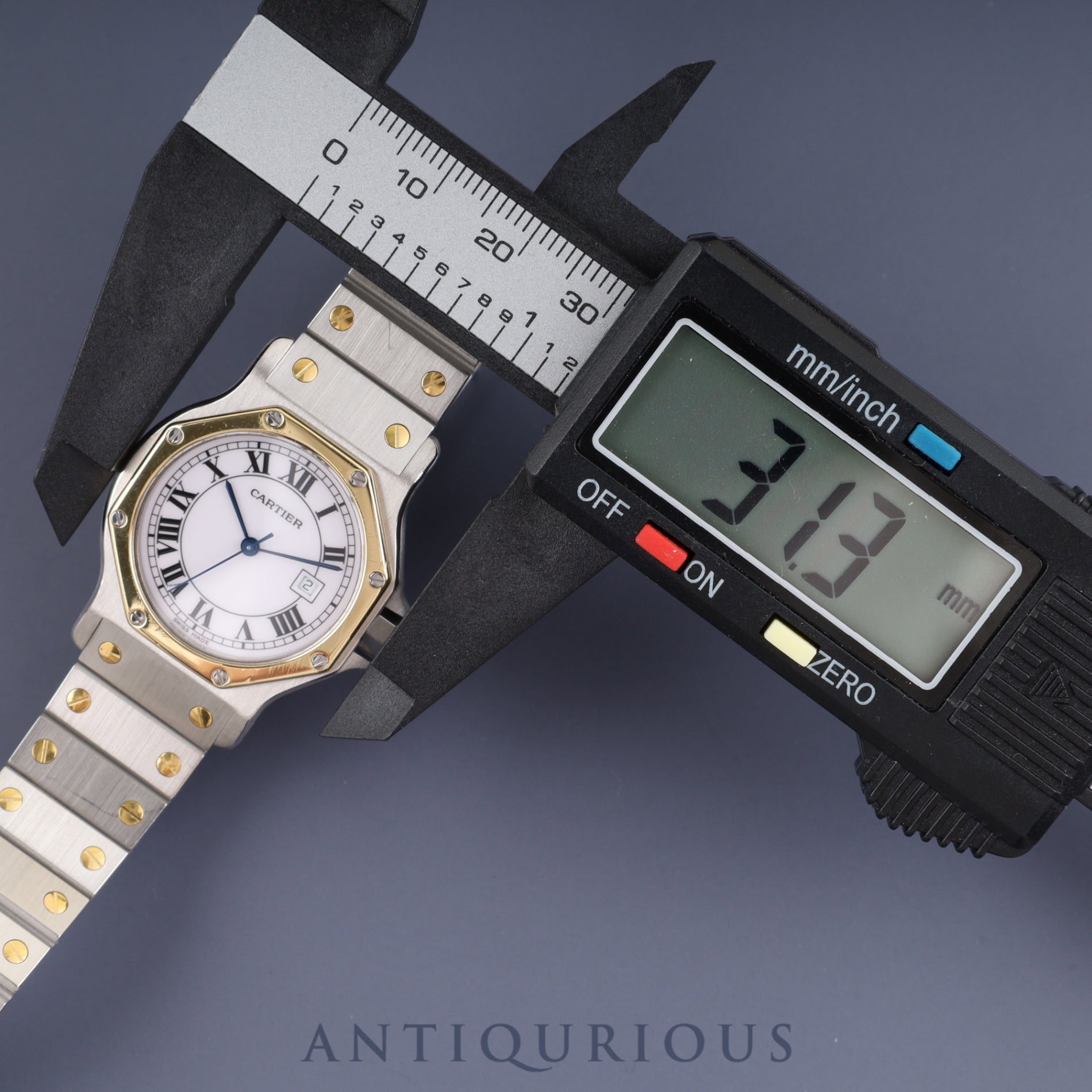 Cartier Santos Octagon LM 2966 Automatic, Stainless Steel/Yellow Gold, White Roman Dial, Completely Serviced at a Cartier Boutique