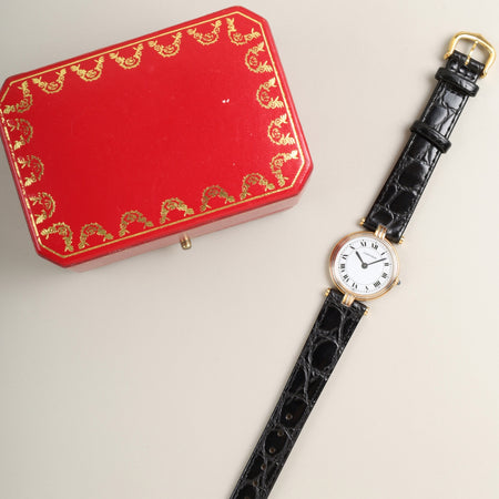 カルティエ ヴァンドーム トリニティ VLC SM  81004 クォーツ Cal.81 750YG 革 純正ピンバックル（GP） ホワイトローマン文字盤（PARIS表記）箱 オーバーホール済み