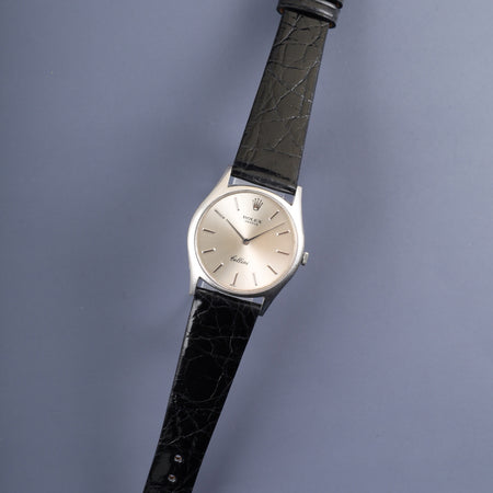 ロレックス チェリーニ 3804 手巻き Cal.1600 18K 革 純正尾錠（SS）シルバー文字盤 26番台（1968年）オーバーホール済み