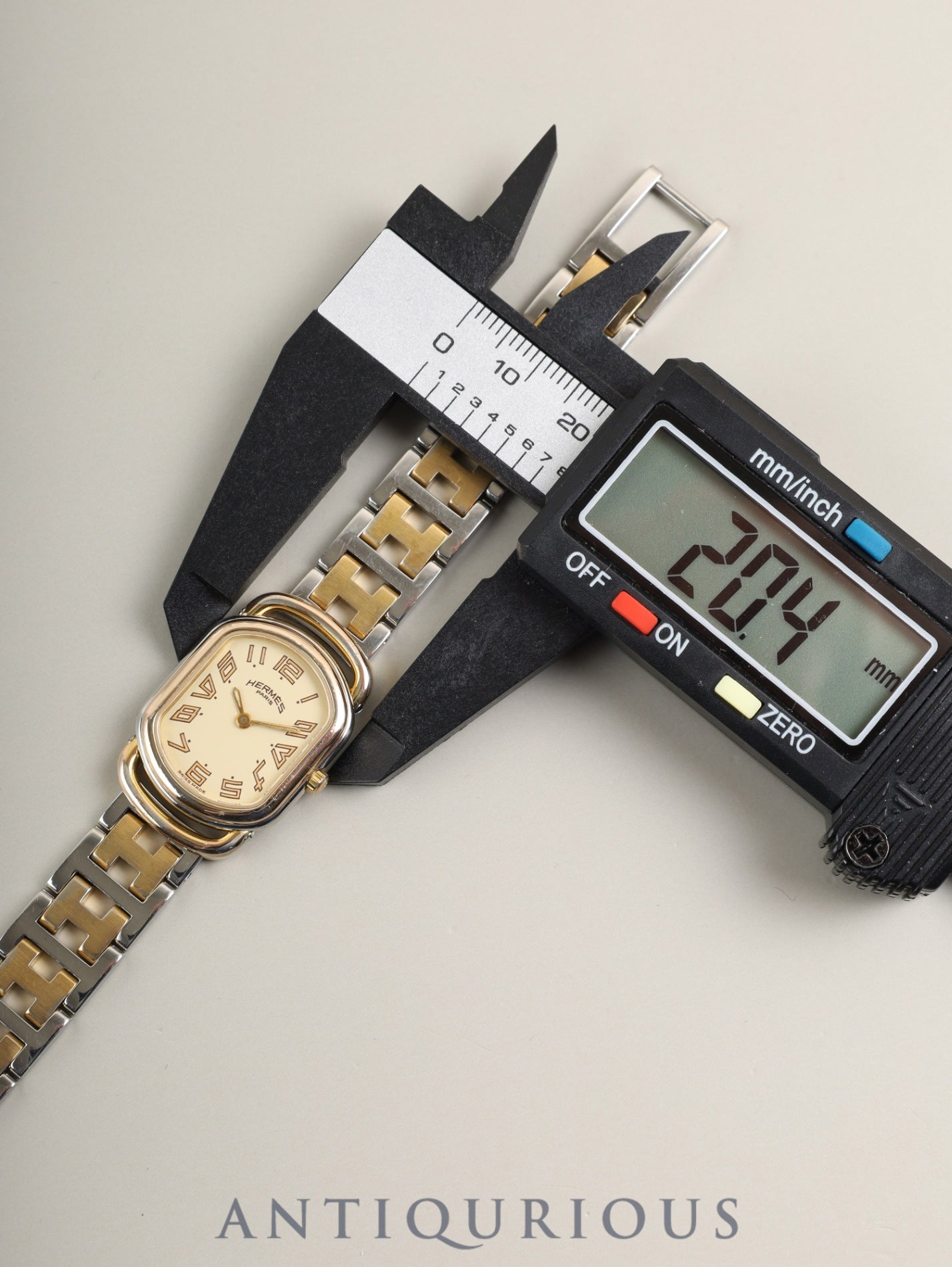 エルメス ラリー RA1.240 クォーツ Cal.976.001 SS/GP SS/GP ホワイト文字盤 オーバーホール済み