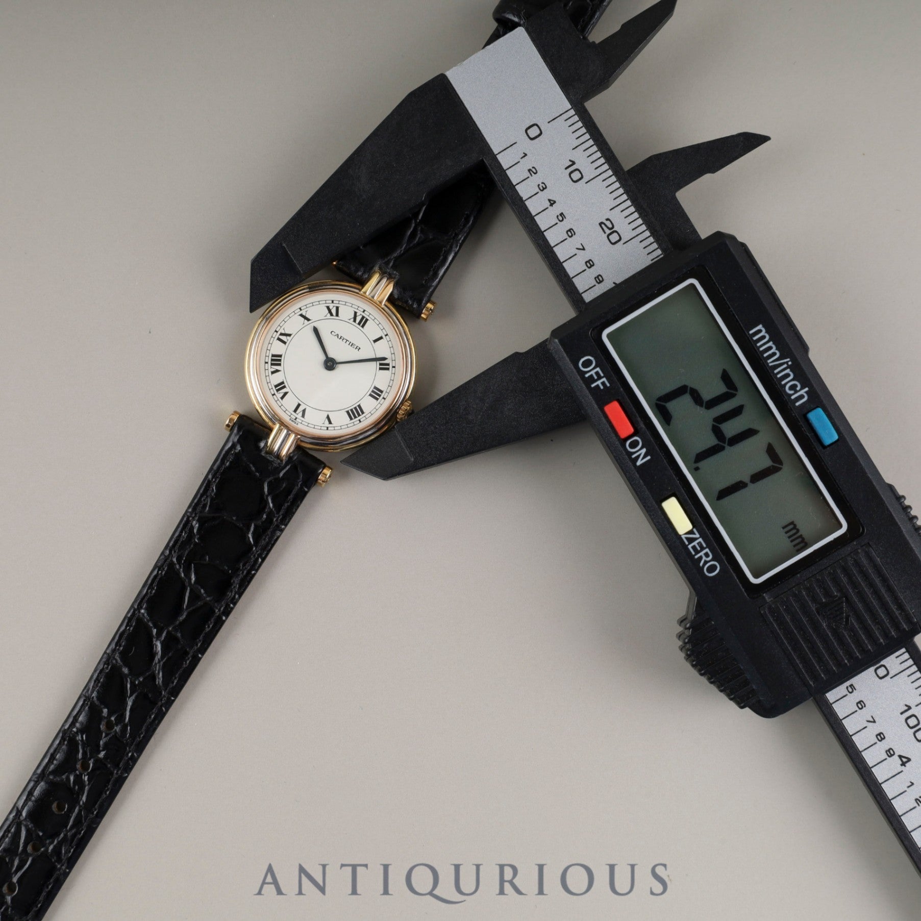 Cartier Vendôme Trinity VLC SM 881004 Quartz Caliber 81 750 Leather Strap with Genuine GP Buckle, White Roman Dial, Overhauled