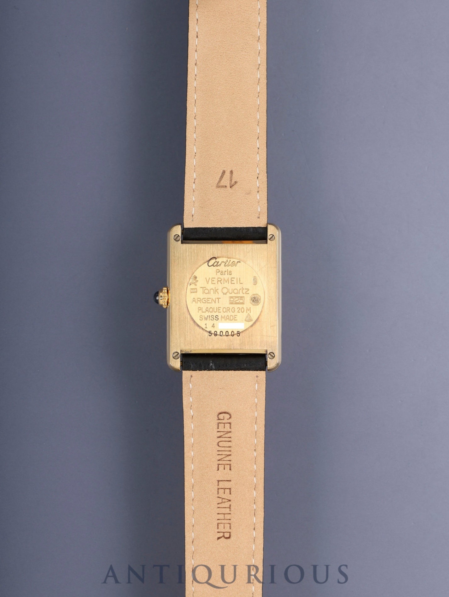 カルティエ マストタンク LM 590005 クォーツ Cal.690 SV925 革 純正Dバックル（GP）サイドトリニティ文字盤（SWISS表記）箱 冊子 保証書（1994年）オーバーホール済み