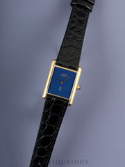 カルティエ マストタンク LM 手巻き Cal.78-1 SV925 革 純正尾錠（GP） ラピスラズリ文字盤（SWISS表記） オーバーホール済み 新品仕上げ済み