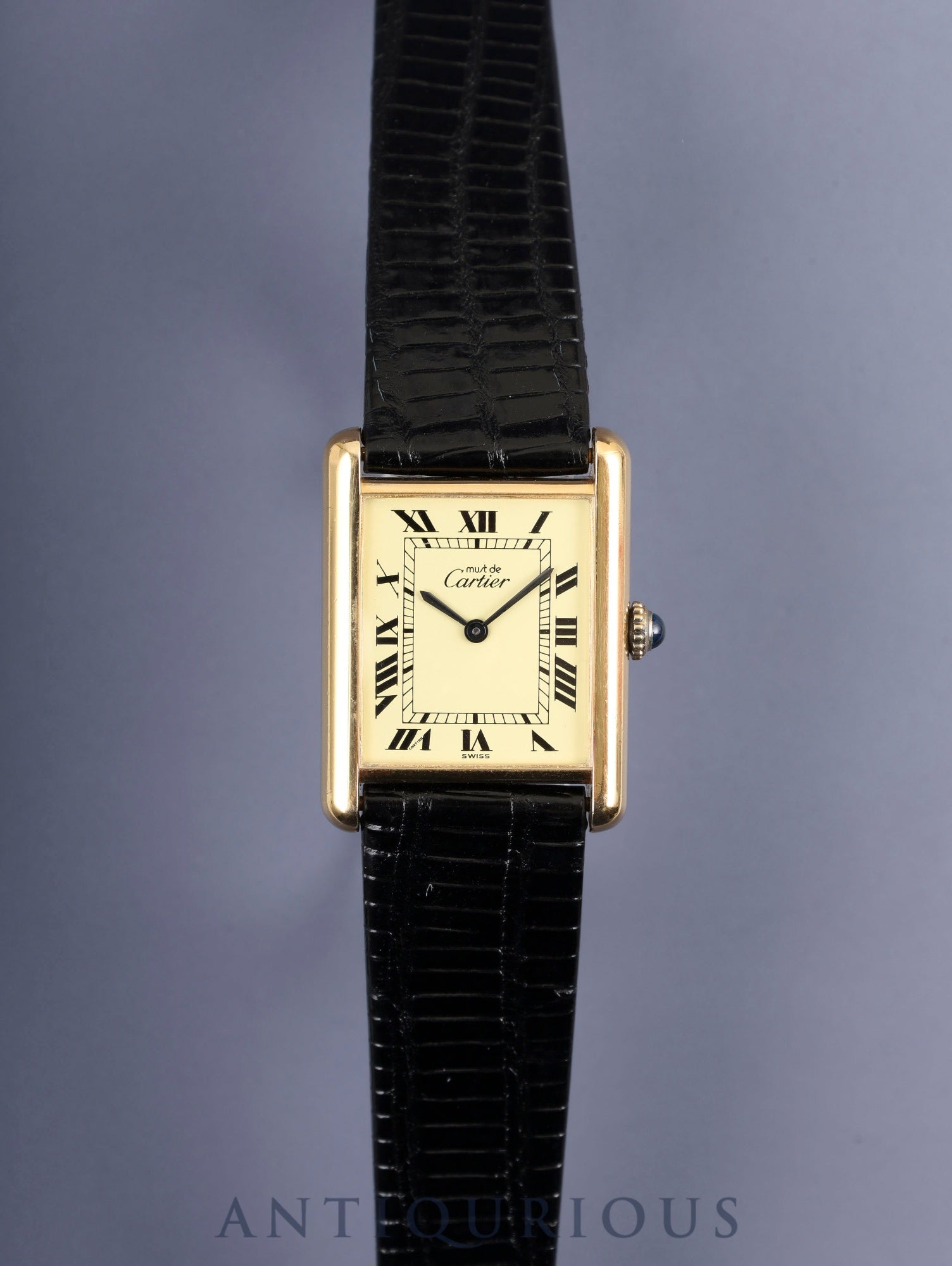 カルティエ マストタンク LM 手巻き Cal.78-1 SV925 革 純正尾錠（GP） アイボリーローマン文字盤（SWISS表記）オーバーホール済み