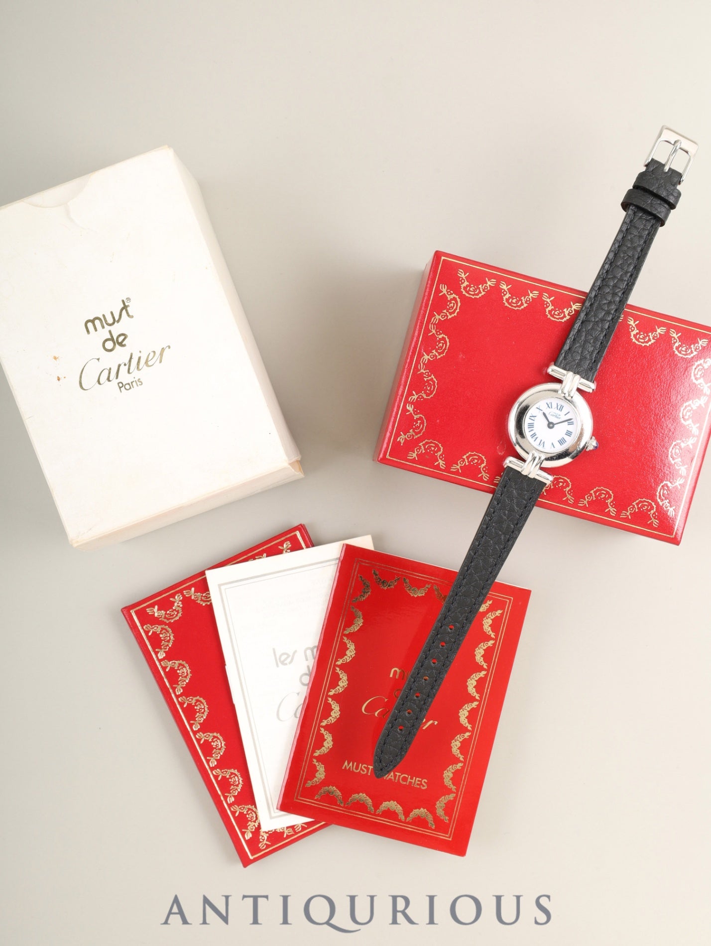 カルティエ Cartier 腕時計 マスト コリゼ SM W1011554 ヴェルメイユ ローマンインデックス ホワイト文字盤 GP SV925 レッド アリゲーター レザーベルト クオーツアナログ Cartie カルティエ 腕時計 マストコリゼ ヴェルメイユ QZ スリーカラー