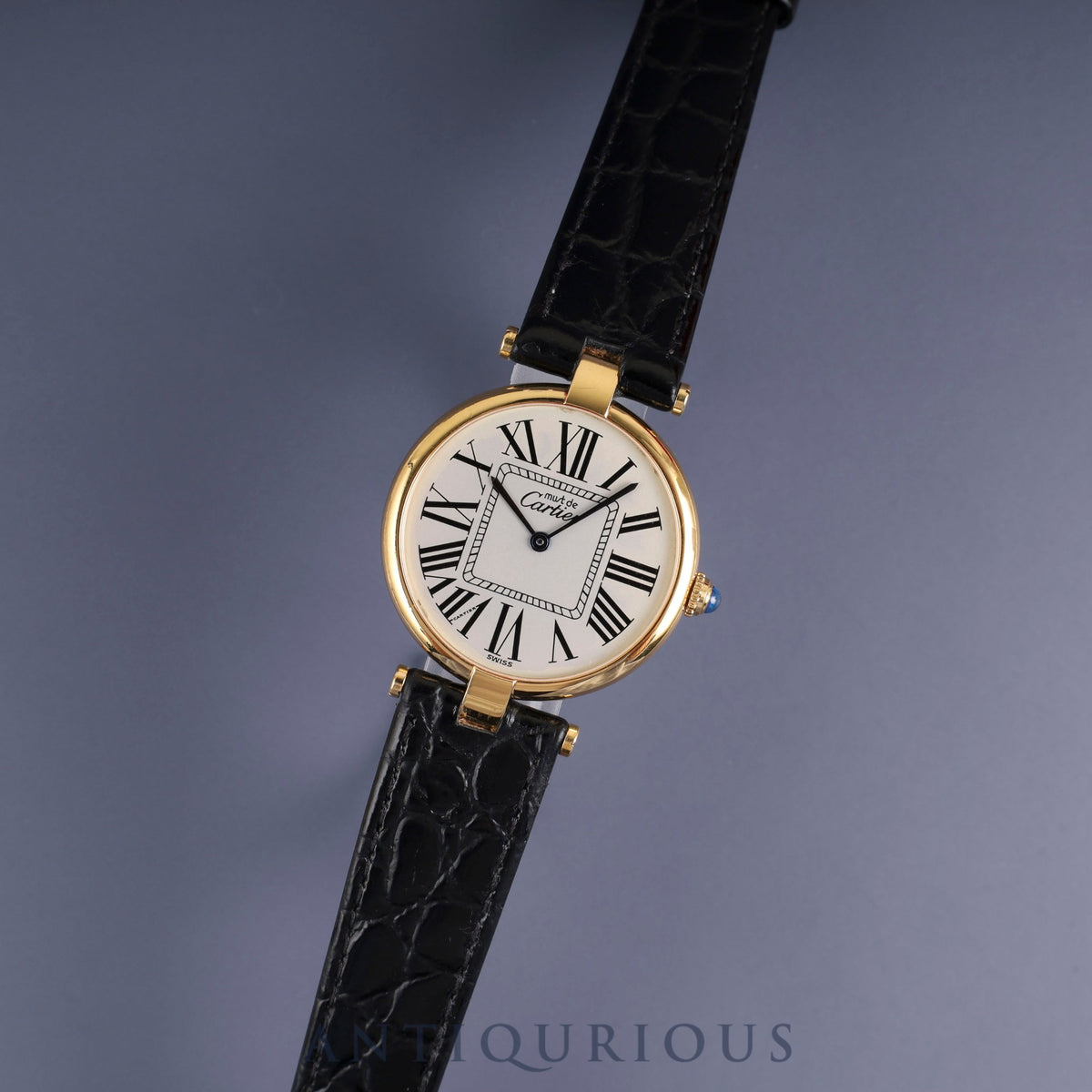 Cartier Must Vendôme VLC LM W1005454 / 590003 Quartz Caliber 90 SV925 Leather Strap Genuine GP Buckle Opalescent Dial Warranty (1997 / Personally Inscribed) Overhauled