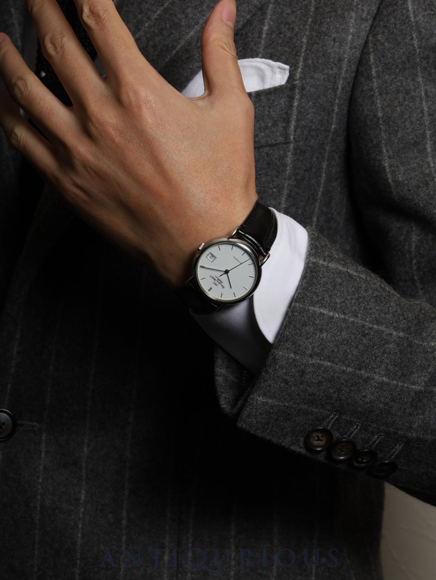 IWC Portofino IW351320 Automatic Caliber C37521 Stainless Steel Leather Strap with Aftermarket Buckle (SS) White Dial Overhauled