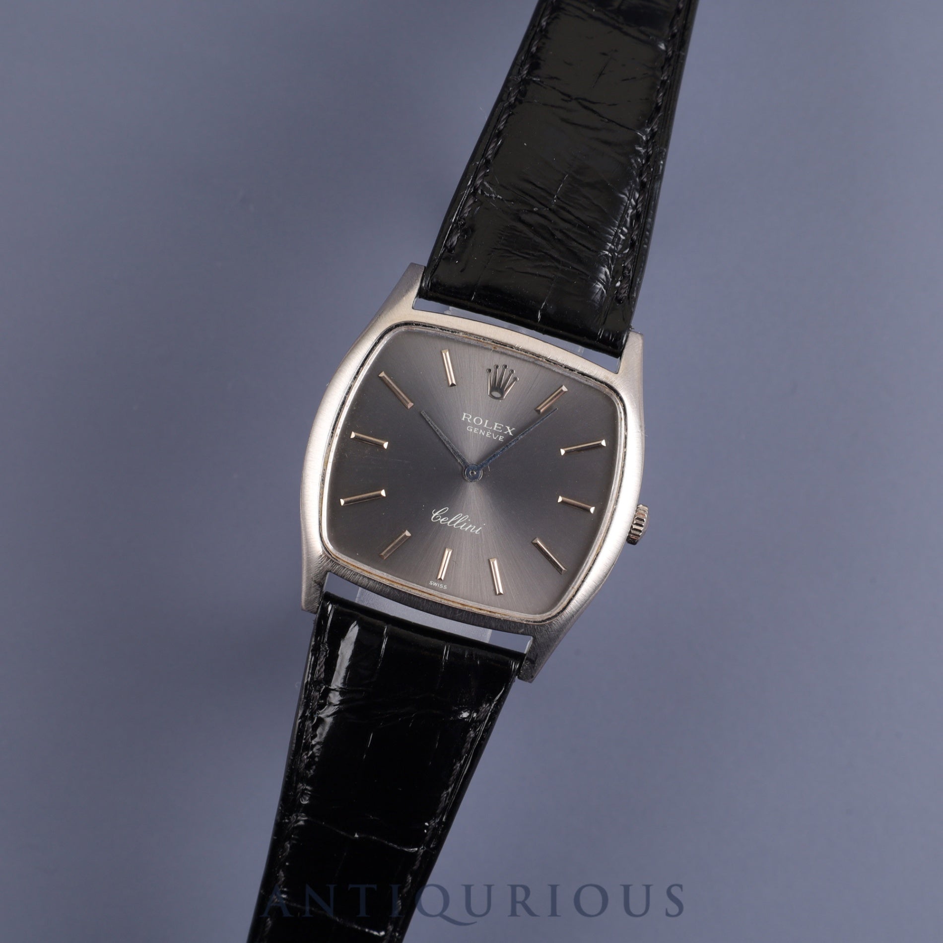 Rolex Cellini 3805 Manual winding Cal.1600 750WG Leather Genuine buckle (SS) Grey dial No. 27 (1969) Overhauled