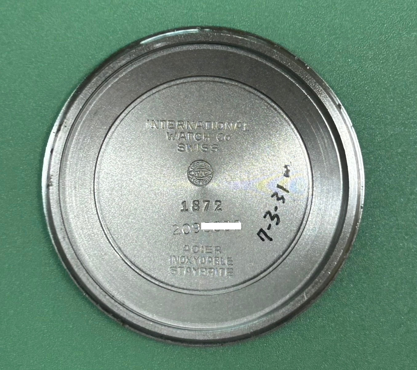 IWC オールドインター シャウハウゼン TVスクリーン 1872 自動巻き Cal.8541B SS 革 社外尾錠（SS） ブルー文字盤 オーバーホール済み アイダブリュシー