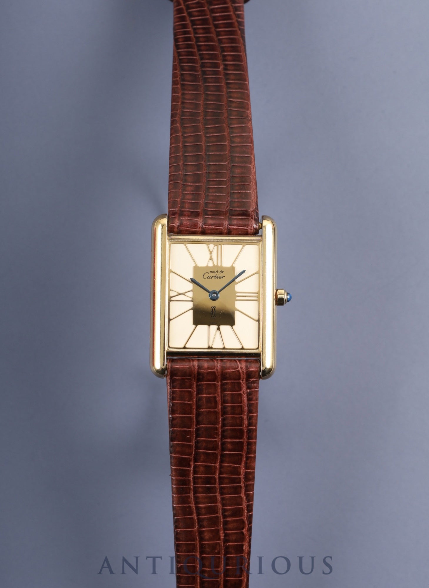 カルティエ マストタンク LM 6 81006 クォーツ 925 革 純正尾錠（GP）クロワゾネ文字盤 箱 カルティエブティックにてコンプリートサービス済み