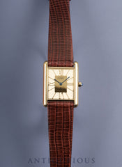 カルティエ マストタンク LM 6 81006 クォーツ 925 革 純正尾錠（GP）クロワゾネ文字盤 箱 カルティエブティックにてコンプリートサービス済み