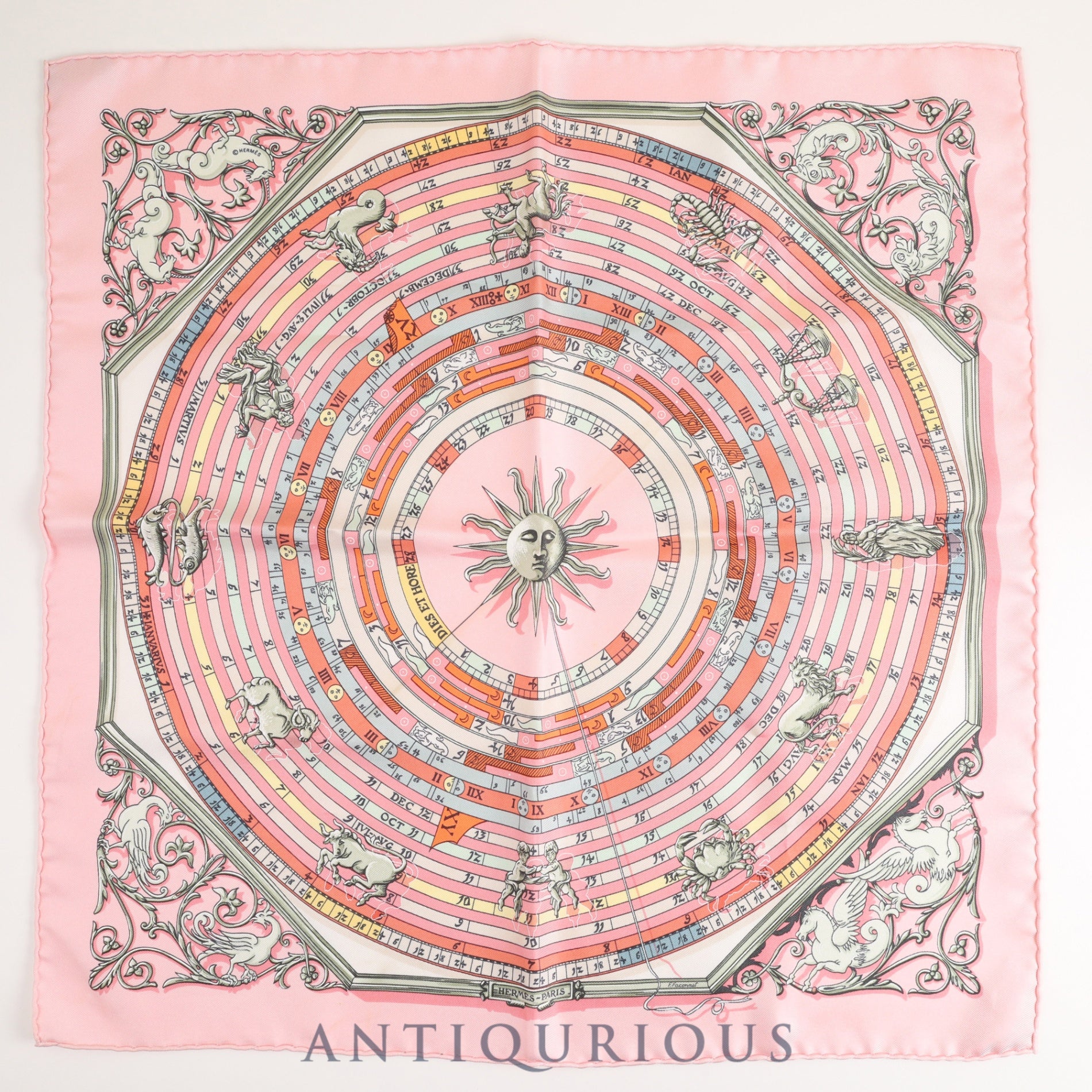 Hermes Scarf Carre 45 DIES ET HORE Astrology SILK100%