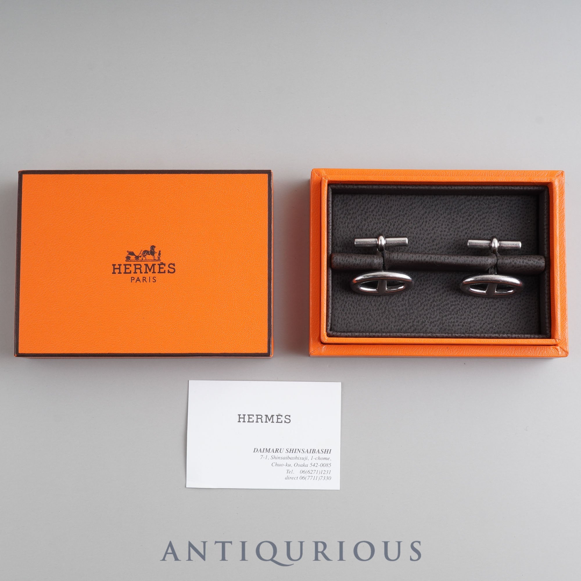 HERMES Cufflinks Chaine d'Ancre SV925 Box Card