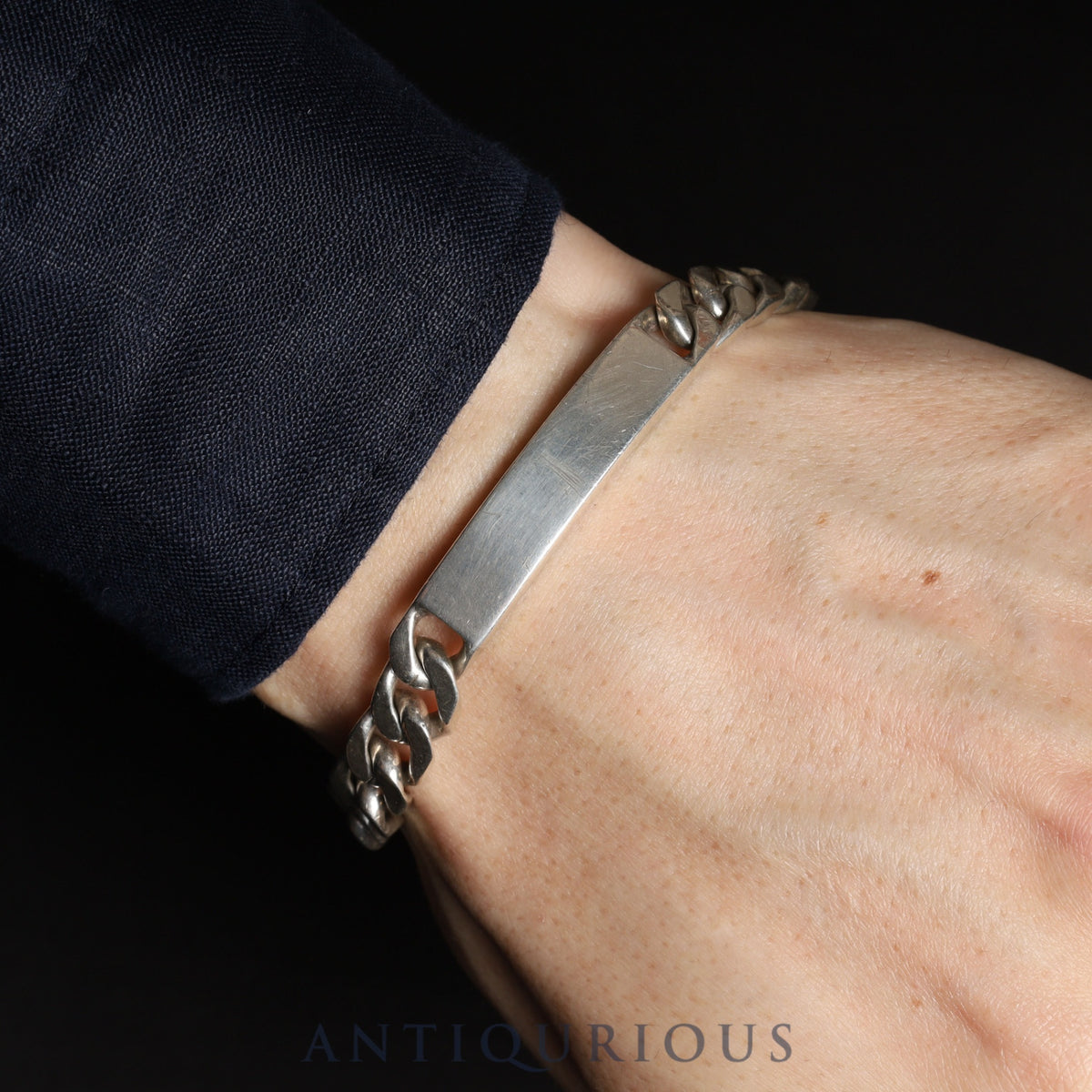 Hermes Bracelet ID Chain Vintage SV800 18 Links Boxed Wrist Circumference Approx. 19cm SV800 Hallmark Crab