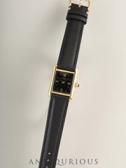 カルティエ マストタンク SM 5057001 クォーツ Cal.057 SV925 純正ピンバックル（GP）ブラック飛びローマン文字盤（SWISS表記）オーバーホール済み 新品仕上げ済み