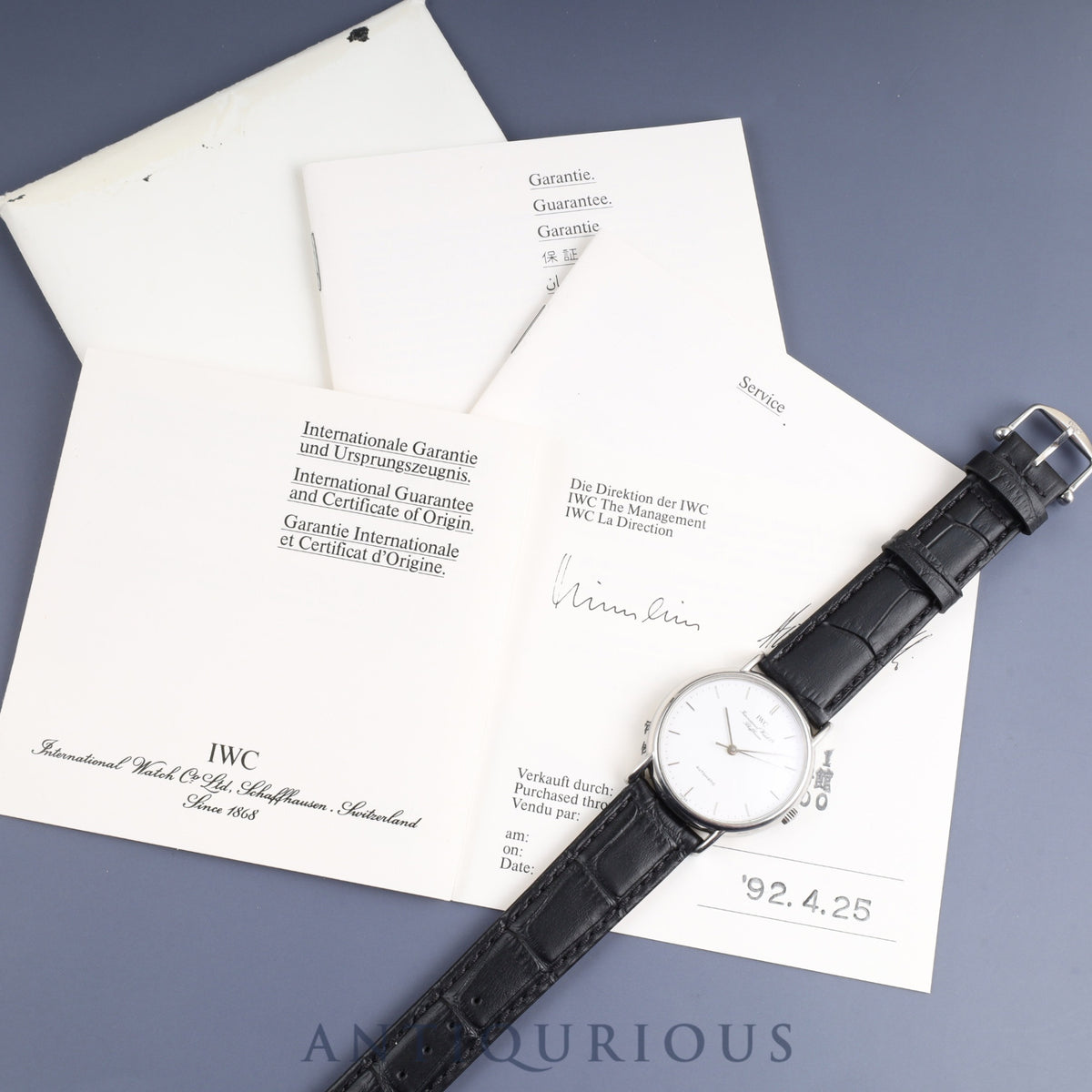 IWC ポートフィノ 3514-001 自動巻き SS 革 純正尾錠（SS） ホワイト文字盤 保証書（1992年） 冊子 オーバーホール済み アイダブリュシー