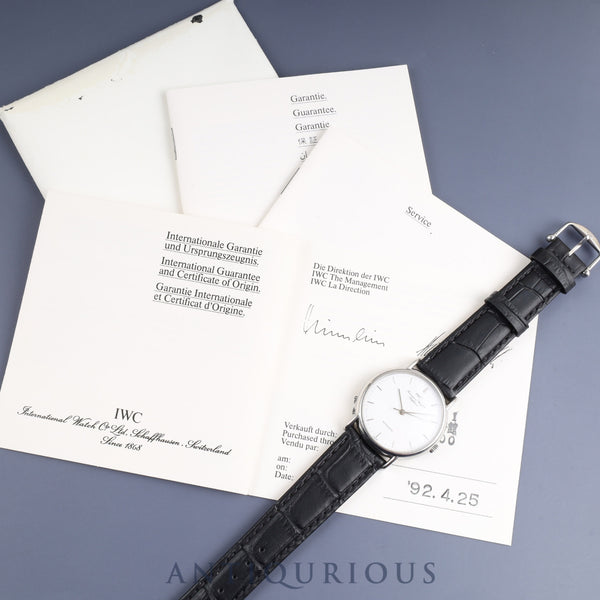 IWC ポートフィノ 3514-001 自動巻き SS 革 純正尾錠（SS） ホワイト文字盤 保証書（1992年） 冊子 オーバーホール済み アイダブリュシー