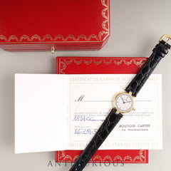 Cartier Must Vendôme VLC SM 1851 Quartz Cal. 690 SV925 Leather Genuine Buckle (GP) Arabic CC Dial Box Warranty (1998) Overhauled