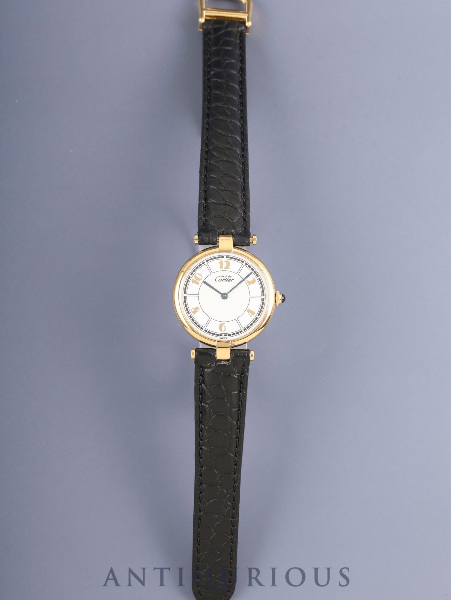 カルティエ マスト ヴァンドーム VLC LM W1009754 / 1861 クォーツ Cal.90 SV925 革 純正Dバックル（GP）飛びアラビア文字盤 箱 オーバーホール済み