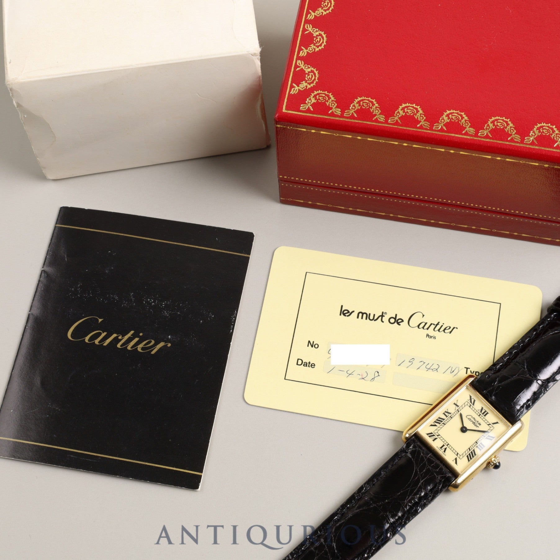 CARTIER Must Tank LM Manual winding SV925 Leather Genuine buckle (GP) Ivory dial Box Warranty card Complete Cartier boutique service completed