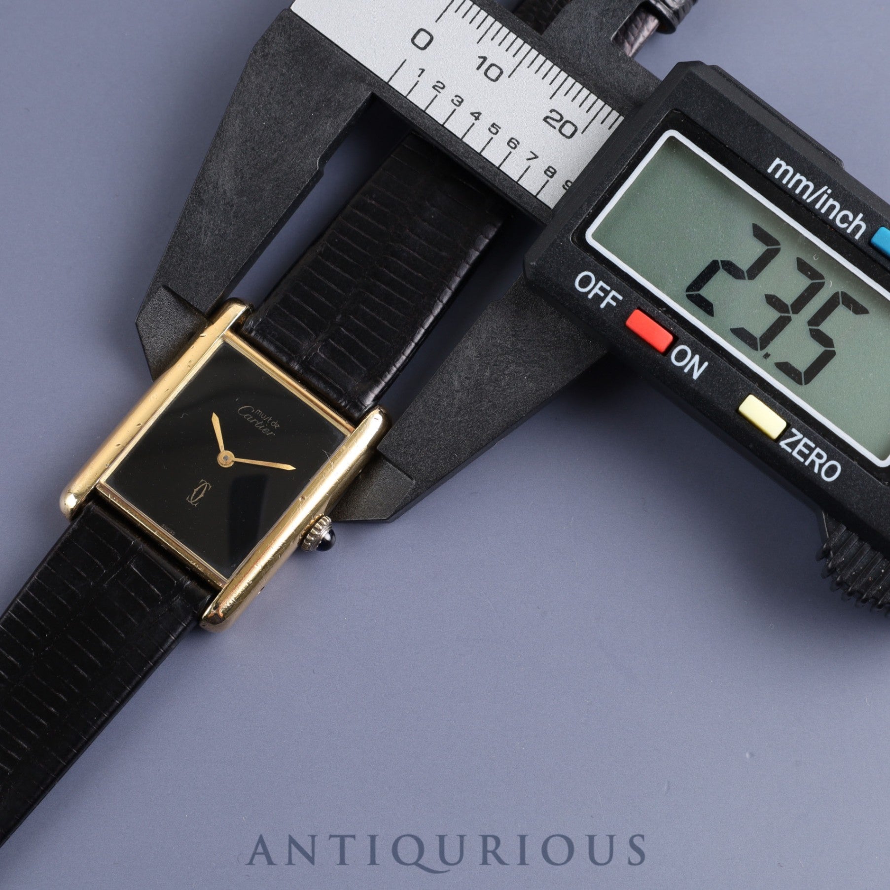 Cartier Must Tank LM Manual winding Cal.78-1 SV925 Leather Genuine buckle (GP) Onyx dial Overhauled