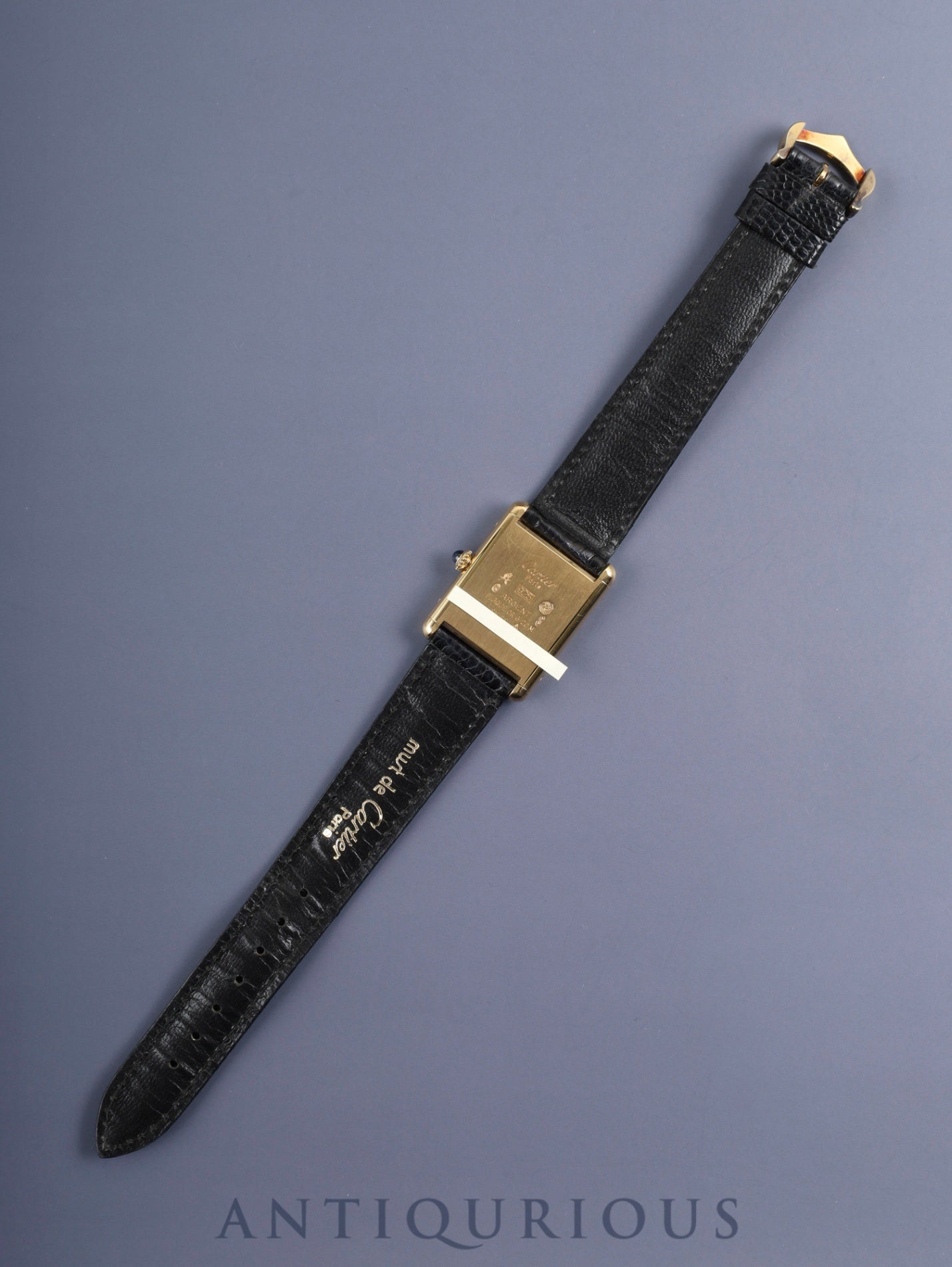 Cartier Must Tank LM Manual Winding SV925 Genuine Leather Strap Genuine Buckle (GP) Black Roman Dial Overhauled