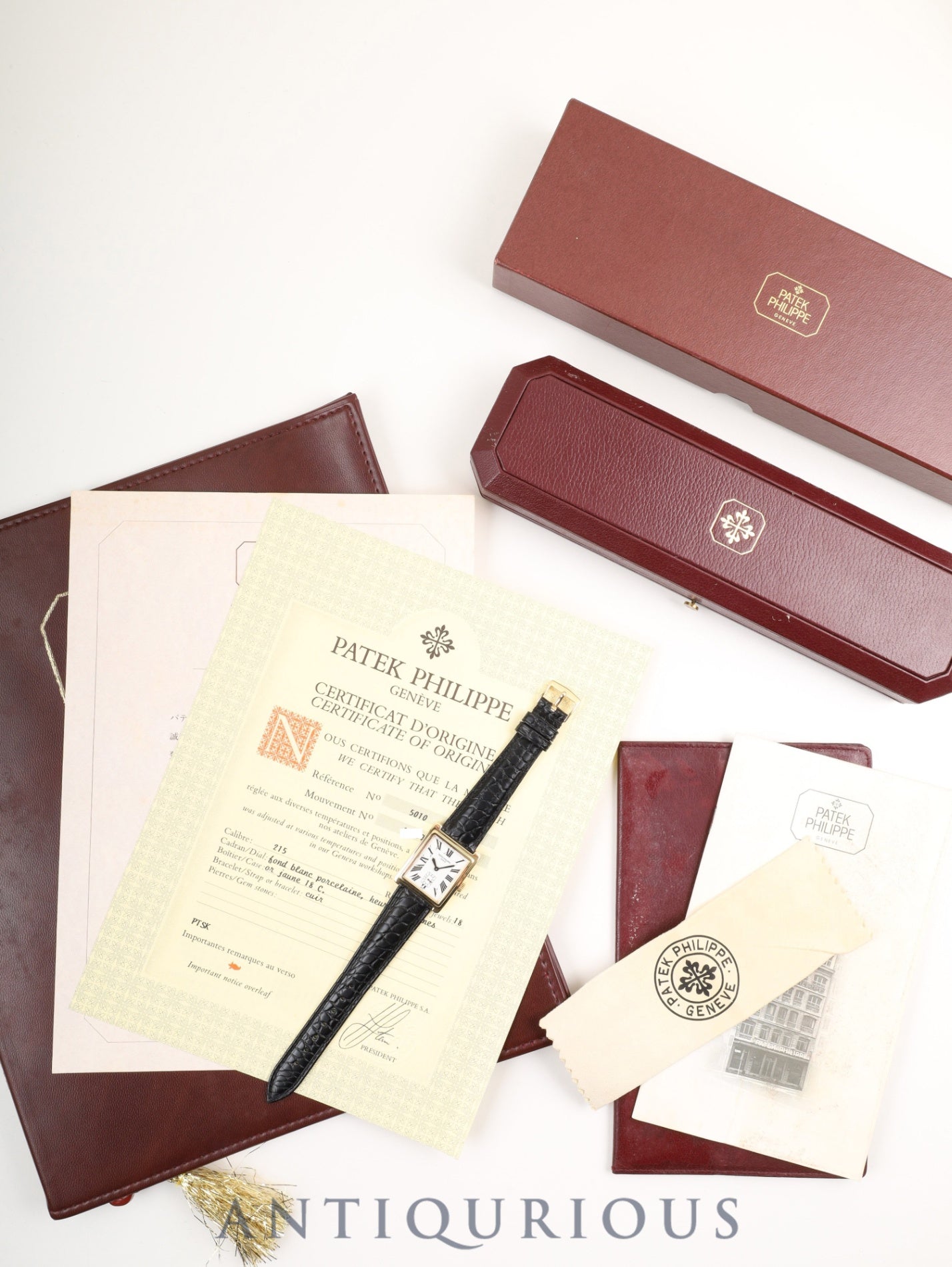 パテック・フィリップ ゴンドーロ 5010 手巻き Cal.215 750YG 革 純正尾錠（750YG）ホワイトローマン文字盤 箱 登録保証書  オーバーホール済み