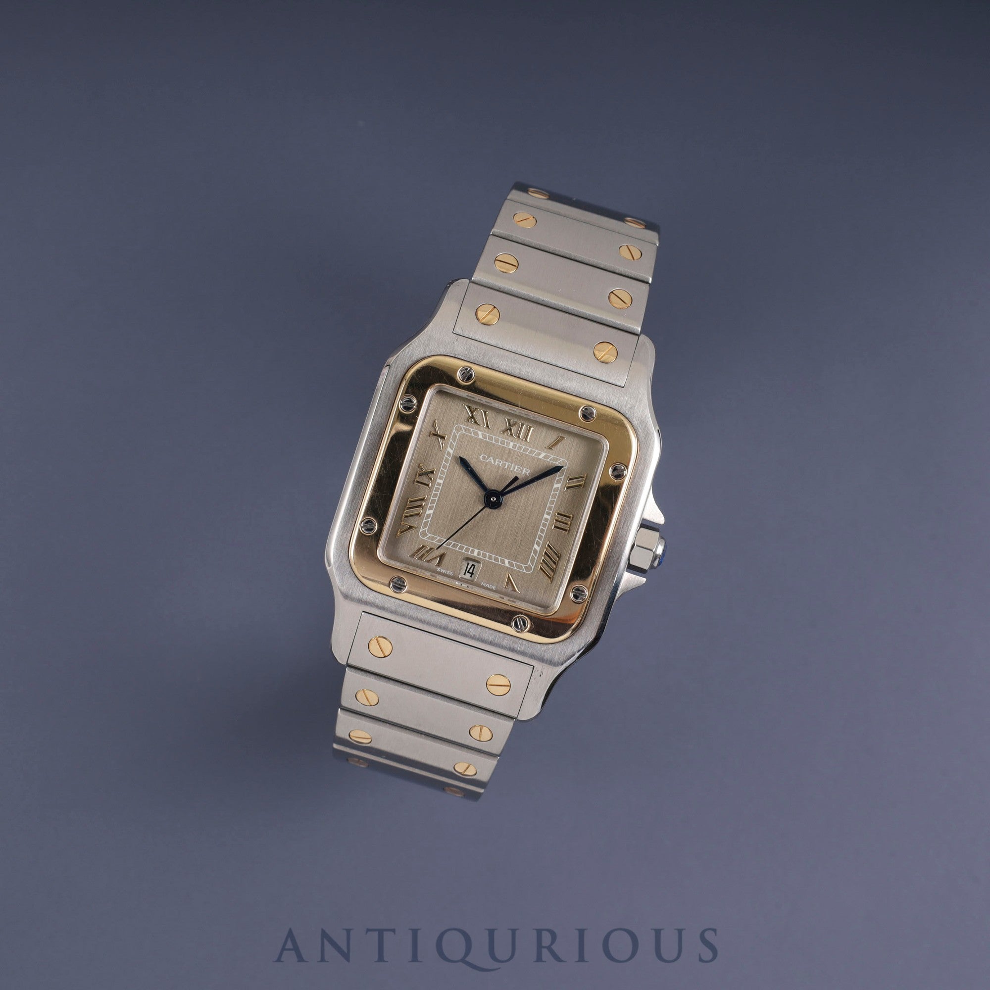 Cartier Santos Galbee LM W20030C4 / 187901 Quartz Caliber 687 Stainless Steel/Yellow Gold with Gray Roman Dial, Overhauled