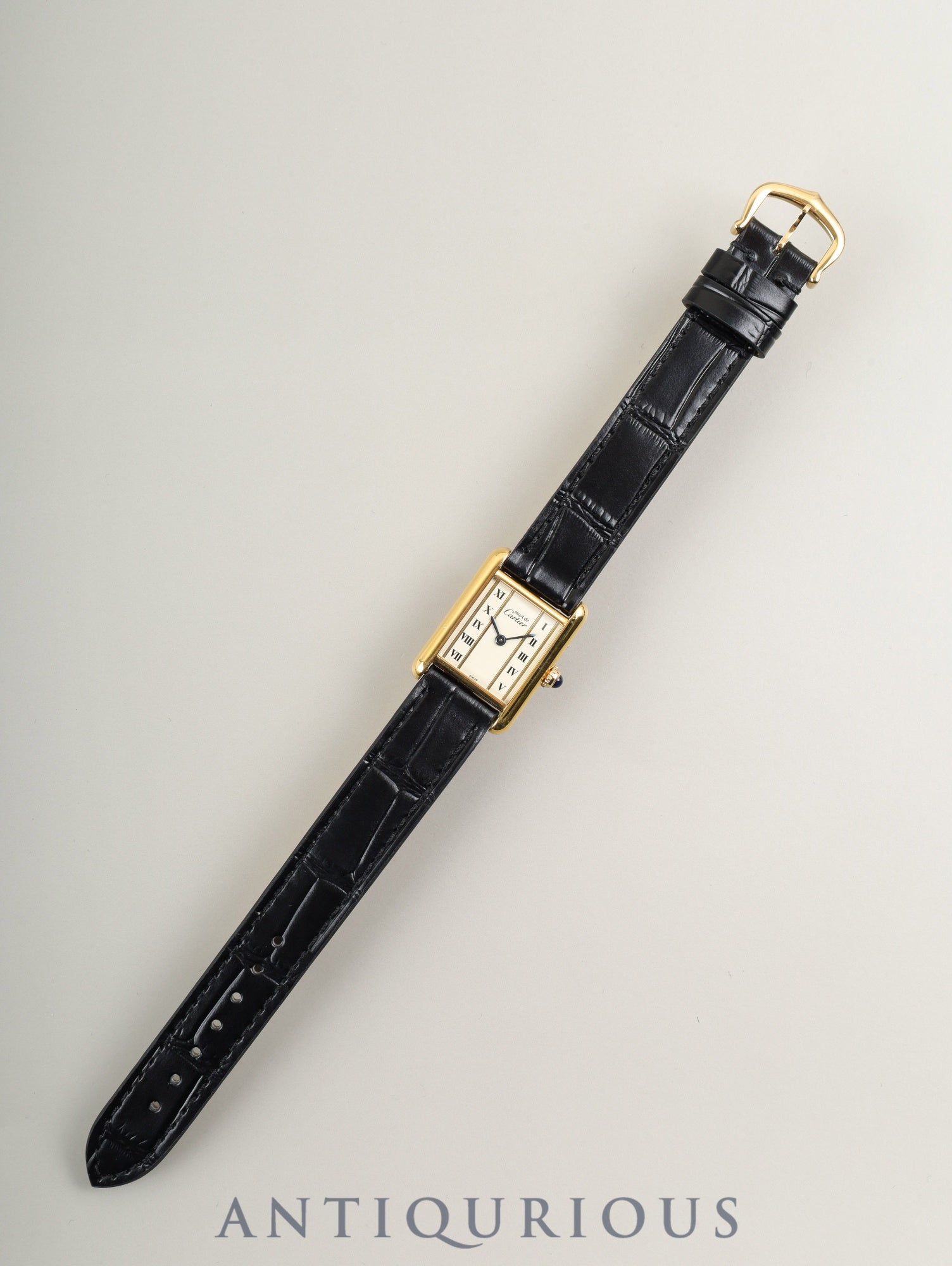 カルティエ マストタンク SM W1003053/5057001 クォーツ Cal.057 SV925 革 純正尾錠（GP）ストレートローマン文字盤 1982年頃～1995年頃 保証書（無記載）オーバーホール済み