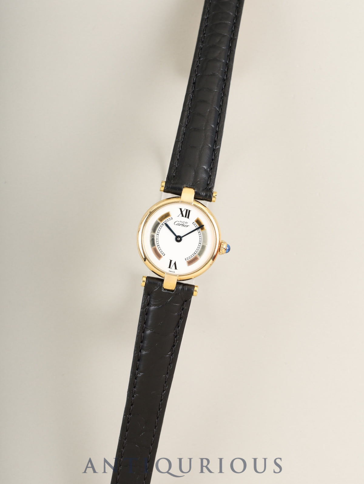 Cartier Must Vendome VLC SM W1006554 / 590004 Quartz Cal.90 SV925 Leather Original D-buckle (GP) Side Trinity Dial (SWISS marking) Overhauled