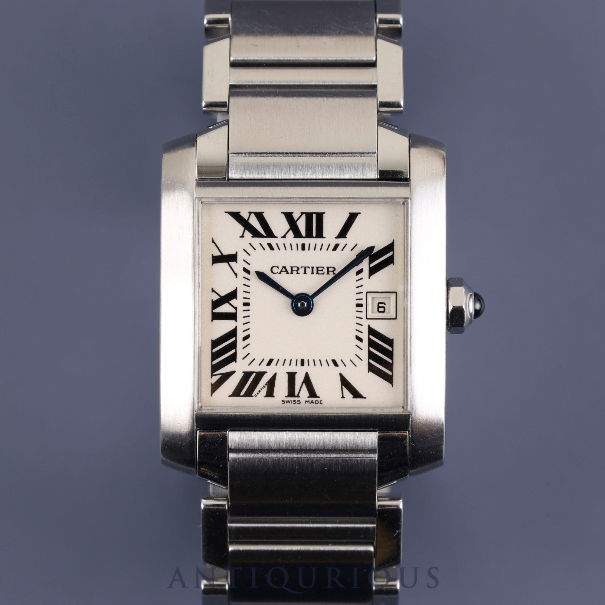 Cartier Tank Francaise MM Boys size W51011Q3 / 2465 Quartz SS White Roman numerals Dial box 2 links Overhauled