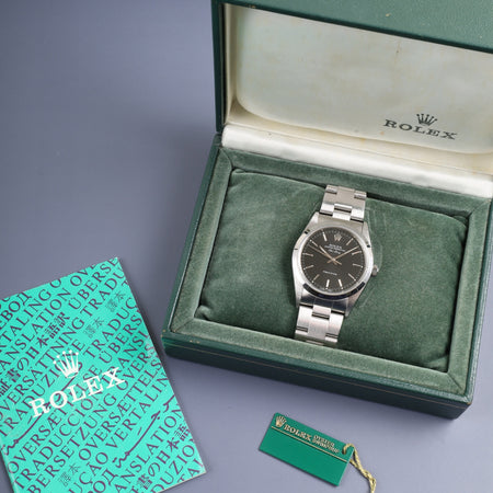 Rolex Air-King 14000 Automatic Cal. 3000 Stainless Steel Black Dial A Series (1998-1999) Box, Tag, Booklet, Overhauled