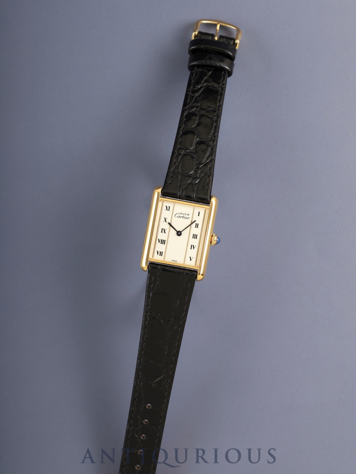 Cartier Must Tank LM 590005 Quartz Cal.90 SV925 Leather Original Pin Buckle (GP) Straight Roman Dial (SWISS marking) Overhauled Polished