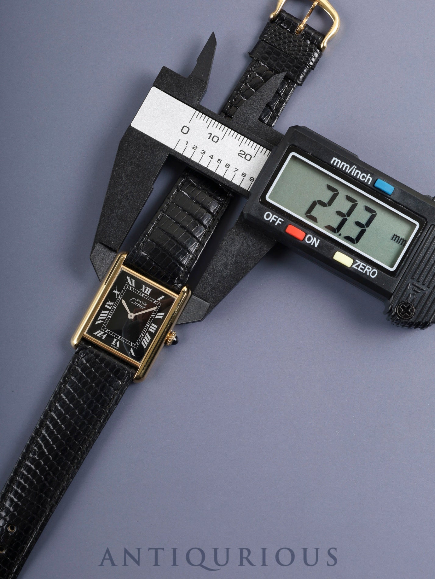 Cartier Must Tank LM Manual Winding SV925 Genuine Leather Strap Genuine Buckle (GP) Black Roman Dial Overhauled