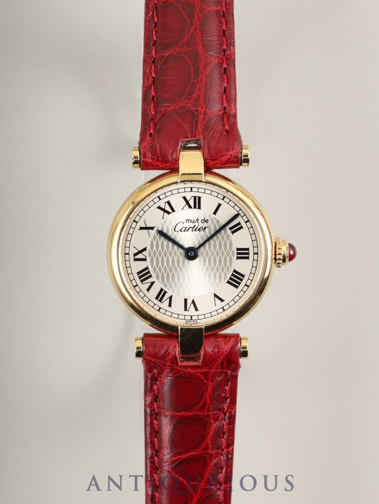 Cartier Must Vendôme VLC SM 150th Anniversary Model W1010395 Quartz Caliber 690 SV925 Leather Strap Genuine D-Clasp (GP) Silver Roman Dial Box Booklet Warranty Card Overhauled