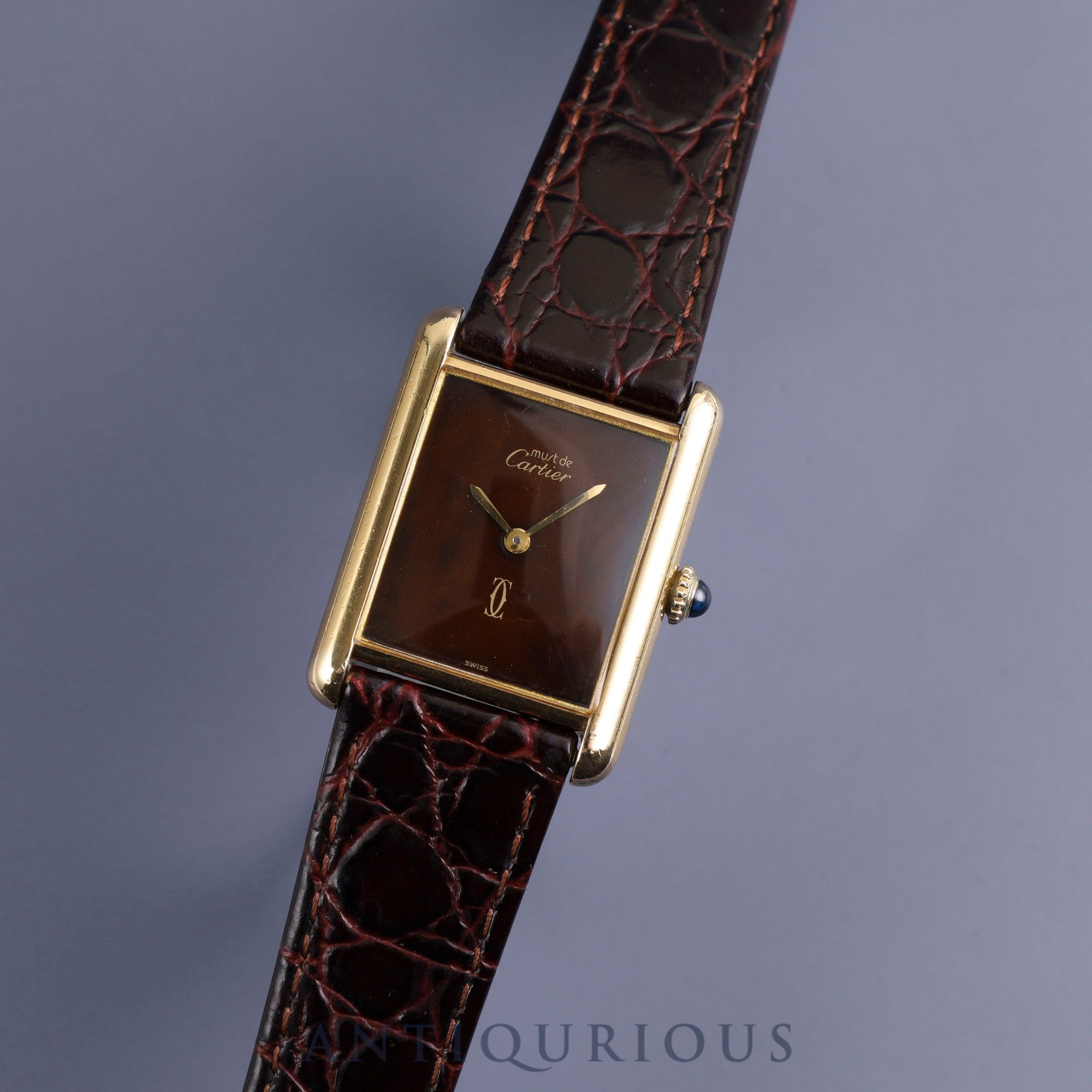 Cartier Must Tank LM Manual winding Cal.78-1 SV925 Leather Genuine buckle (GP) Mahogany dial Overhauled