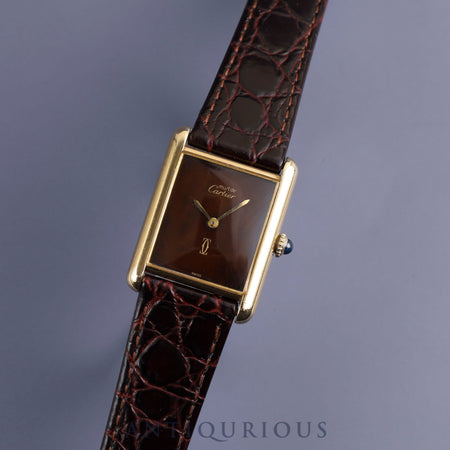 Cartier Must Tank LM Manual winding Cal.78-1 SV925 Leather Genuine buckle (GP) Mahogany dial Overhauled