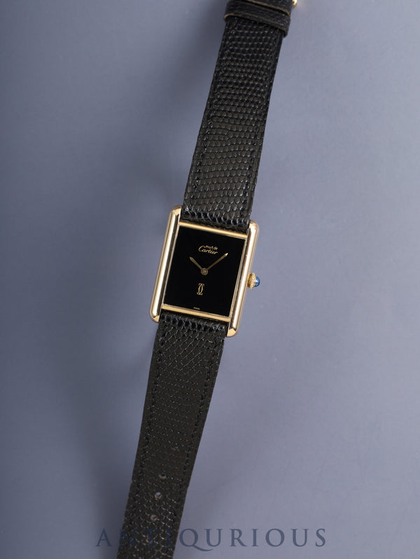 カルティエ マストタンク LM 手巻き Cal.78-1 SV925 純正革ベルト 純正ピンバックル（GP）オニキス文字盤（SWISS表記 ）オーバーホール済み