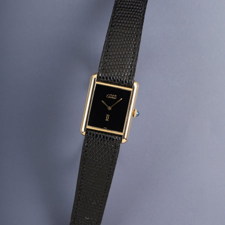 カルティエ マストタンク LM 手巻き Cal.78-1 SV925 純正革ベルト 純正ピンバックル（GP）オニキス文字盤（SWISS表記 ）オーバーホール済み